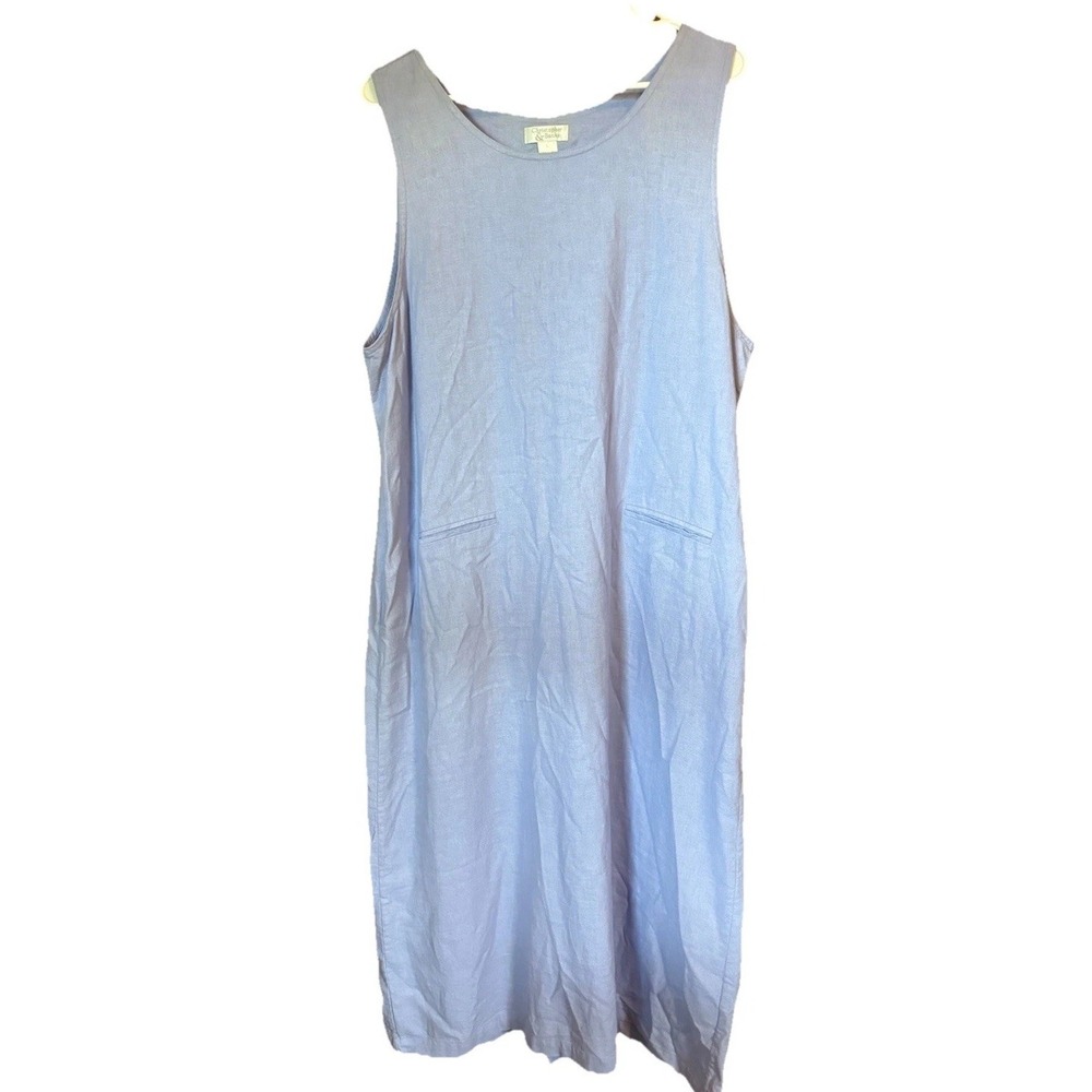 Christopher & Banks Linen Blend Sleeveless Maxi Dress Size L Lilac Pockets Slit